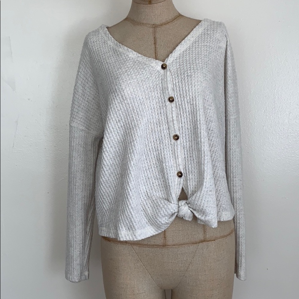 Knotted Button Up Sweater